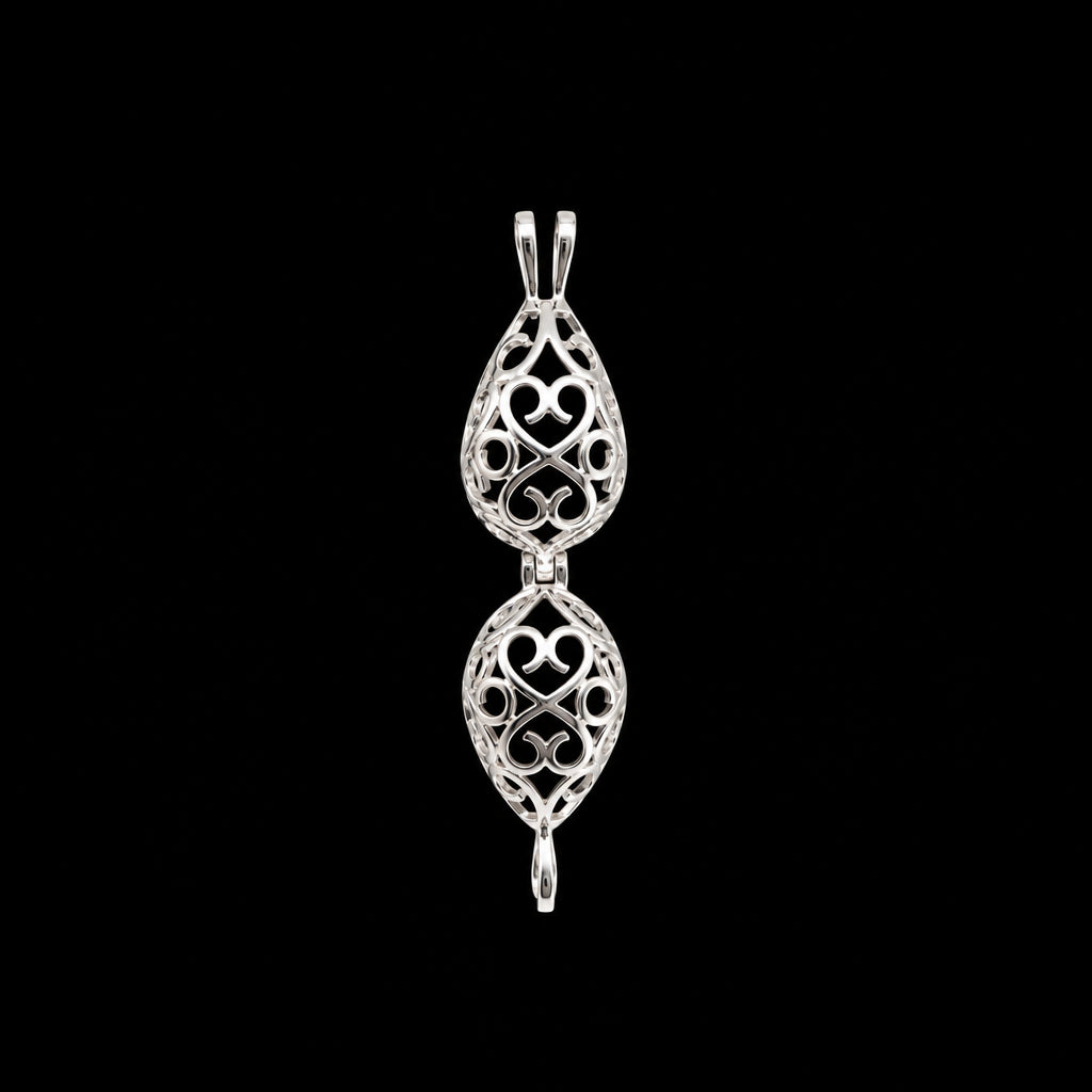 Silver Plated Teardrop Pearl Cage