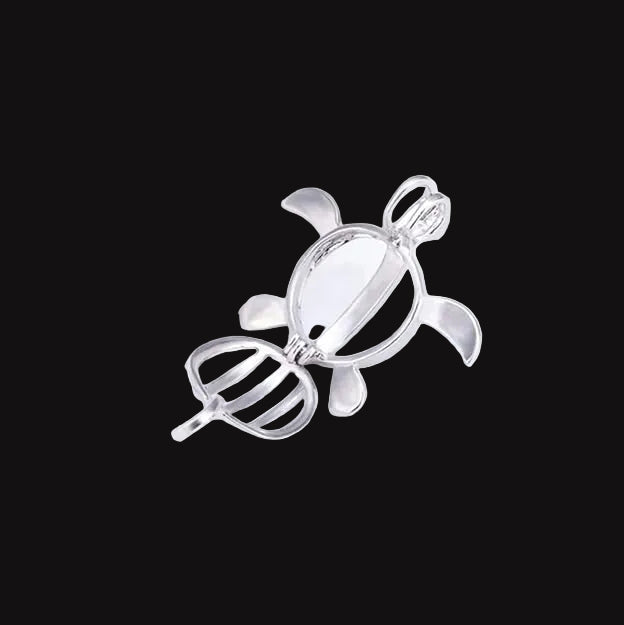 Silver Plated Turtle II Pearl Cage