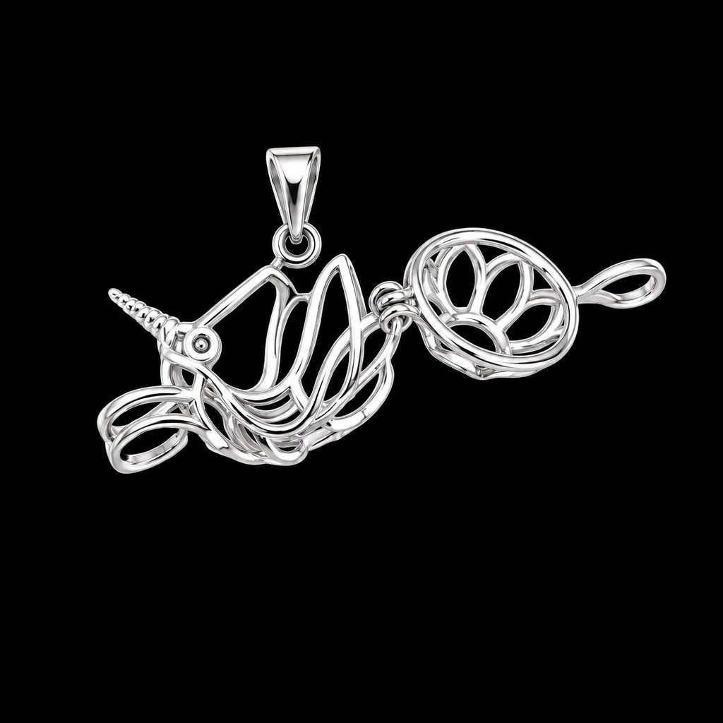 Silver Plated Unicorn Head Pearl Cage