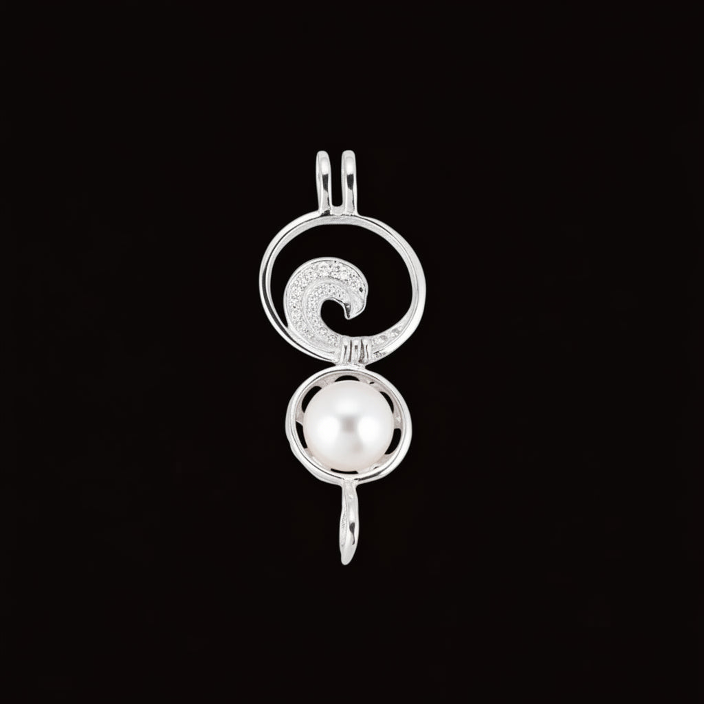 Sterling Silver Wave Pearl Cage