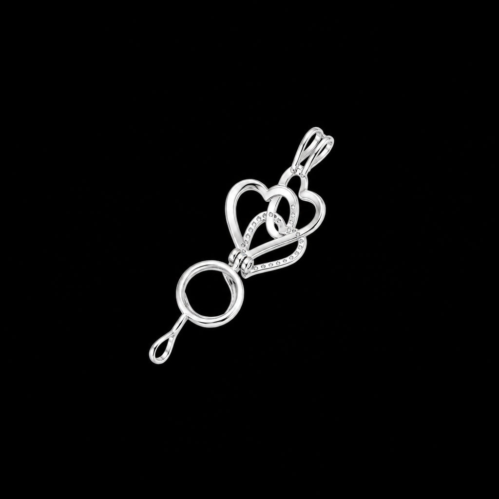 Sterling Silver Triple Heart Pearl Cage