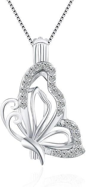 Sterling Silver Butterfly Pearl Cage