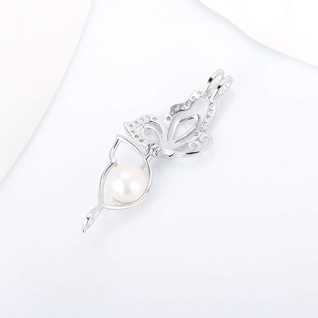Sterling Silver Butterfly Pearl Cage