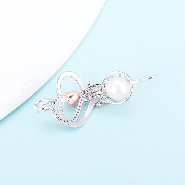 Sterling Silver Heart with Rose Pearl Cage