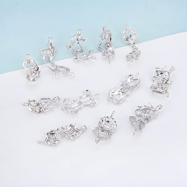 Silver Plated Zodiac - Gemini the Twins - Pearl Cage