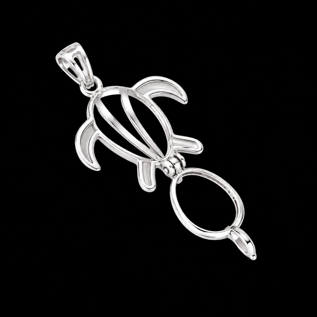 Silver Plated Turtle Pearl Cage