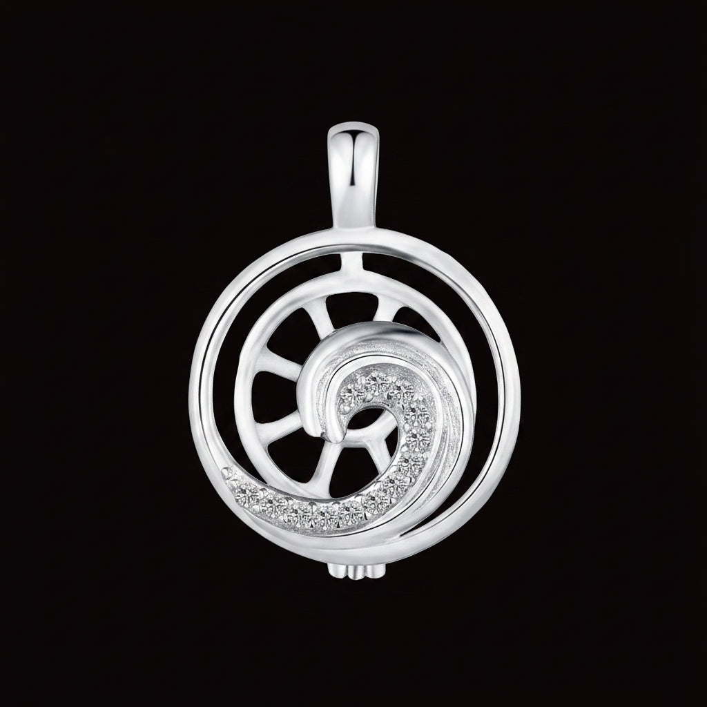 Sterling Silver Wave Pearl Cage