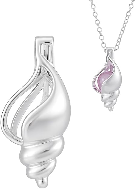 Sterling Silver Seashell Pearl Cage