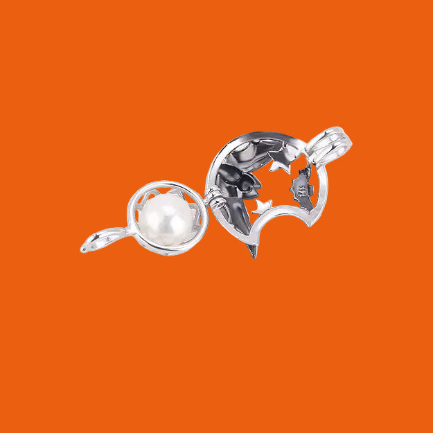 Sterling Silver Halloween Bats Pearl Cage