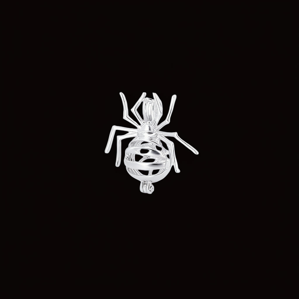 Sterling Silver Spider Pearl Cage