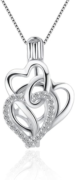 Sterling Silver Triple Heart Pearl Cage