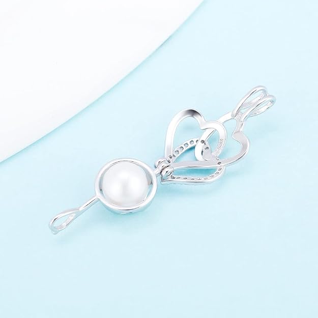 Sterling Silver Triple Heart Pearl Cage